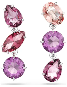 Orecchini pendenti Gema, Taglio misto, Rosa, Placcato rodio OS - Swarovski - FashionsVida