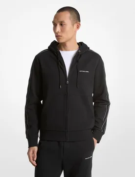 Sudadera de hombre con capucha y cremalleracompleta, de mezcla de algodón y cenefa lateral con logotipos - Michael Kors - FashionsVida