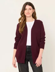 Cotton Blend Edge to Edge Longline Cardigan Burgundy female