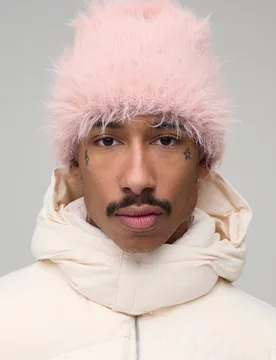 Herren Gerippte Flauschige Mütze Pink - boohooMAN - FashionsVida