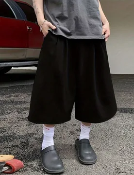 Pantalón de chándal unisex de corte holgado y pierna ancha 3/4, pantalones cortos deportivos casuales, athleisure 5XL - Shein - FashionsVida