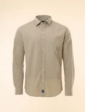 Camisa casual algodón de hombre soft slim liso en caqui - Wickett Jones - FashionsVida