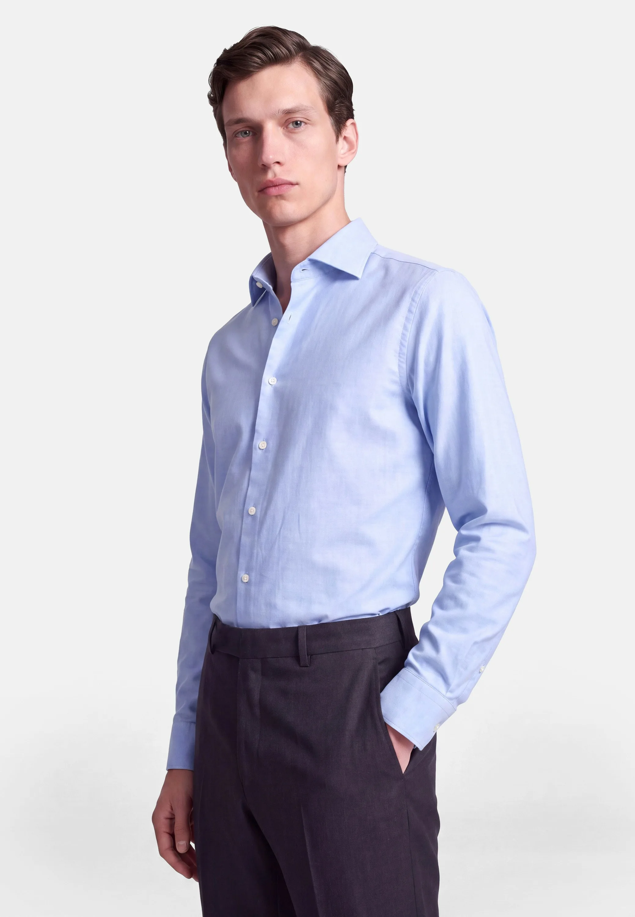 Shaped Flanellhemd Uni Blau 41 - Seidensticker - FashionsVida