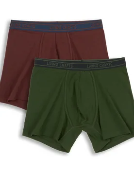 Bridger Organic Cotton Long Boxer Shorts - Pack of 2 - Natural Collection Select - FashionsVida