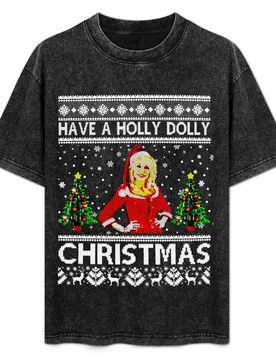 Retro Have a Holly Dolly Christmas Love Parton Music Arts Premium T-Shirt Odor Resistant Short Sleeve Top - Aliexpress - FashionsVida