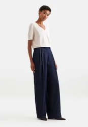 Bundfaltenhose aus Denim Blau 40