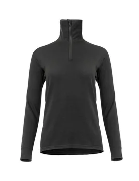 Woolterry Polo Wollpullover Damen Schwarz L - Aclima - FashionsVida