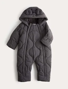 Hooded Snowsuit (0-3 Yrs) Charcoal male - M&S - FashionsVida