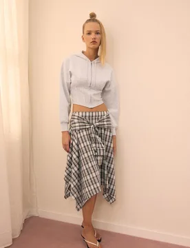 Sweatshirt mit Kapuze im Korsett-Stil Grau Melange XS - Stradivarius - FashionsVida