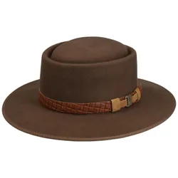 Round Crown Wool Hat by - brown - Size: S (54-55 cm)