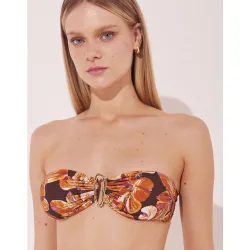 Top de bikini bandeau estampado con relleno