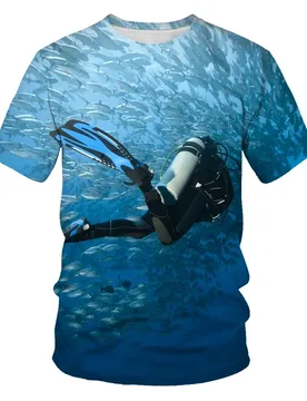 Summer Men's Fun Scuba Diving Explore The Underwater 3D Printed Men's T-shirt Crew Neck Short Sleeve Loose Top O-Neck T-shirt - Aliexpress - FashionsVida