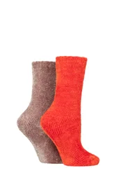 Women's 2 Pair Chenille Boot Socks Rust / Gold 4-8 Ladies - Assorted - Size: Small