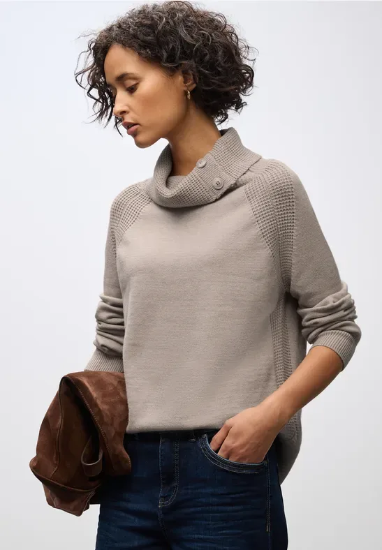 Pullover mit Stehkragen female Beige - Street One - FashionsVida