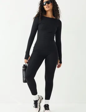 Womens Contour Seamless High Waist Legging - Black Polyamide - Size Medium - DSGN Studio - FashionsVida
