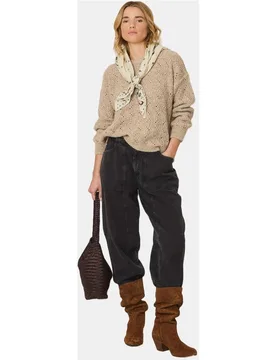 Indi & Cold - Jersey de mujer punto fantasía cuello redondo - Indi & Cold - FashionsVida