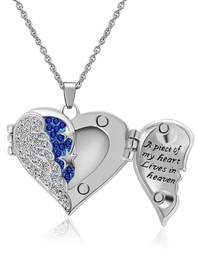 A piece of my heart Lives in heaven Urn Necklace for Ashes Heart Angel Wings Keepsake Memorial Cremation Jewelry Dropshipping - Aliexpress - FashionsVida