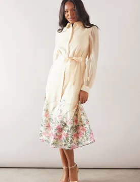 Women's Floral Organza Belted Shirt Dress in Yellow Size: 14 - Yellow - Size: 14 - Wallis - FashionsVida