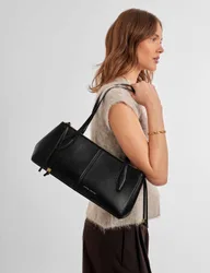 Faux Leather Structured Shoulder Bag Black female