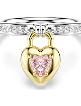 Anello con motivo Idyllia, Taglio misto, Cuore, Rosa, Mix di finiture 60 - Swarovski - FashionsVida