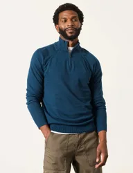 Cotton Rich Half Zip Jumper with Cashmere Dark Teal male