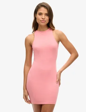 Superdry Damen Rosa Jersey-minikleid mit überkreuzter Rückseite, Größe: 42 - Größe: 42 - 69.99 - FashionsVida