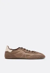 Sneaker-Ballerinas mit Schnürung und Lederdetails BRAUN 36
