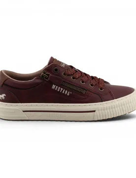 Womens Burgundy Faux Leather Trainer Sneaker Casual Shoes - M0112011 - Size Eu 36 - Mustang - FashionsVida