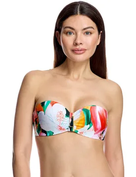Top de bikini de mujer tipo bandeau y herraje central metálico - Ory - FashionsVida