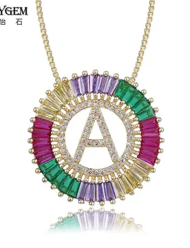 ShinyGem Fashion Bohemian A-Z Letter Necklaces Big Round Cubic Zirconia Crystal Gold Initial Pendant For Women Elegance - Aliexpress - FashionsVida