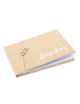 Gästebuch Jute Rustikal Buch 64 Seiten 16,5 x 24 cm - ARTYFETES - FashionsVida