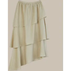 Falda midi asimétrica con volantes
