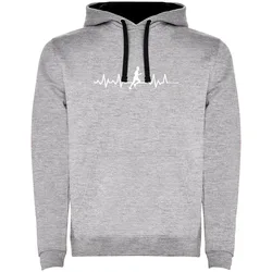 Felpa Con Cappuccio Runner Heartbeat Two-colour Heather Grey / Black S