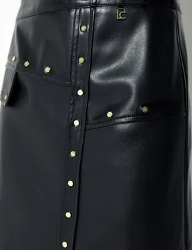Falda midi efecto piel tachas - Lola Casademunt - FashionsVida