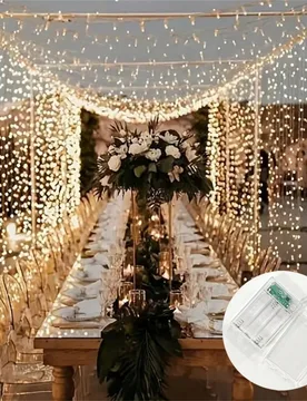Luces de hadas con pilas, luces de cortina de cascada, 8 modos de iluminación, decoración de pared interior LED, adecuado para Navidad, Halloween, D - Shein - FashionsVida