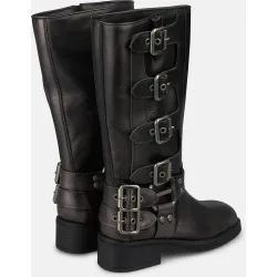Botas biker de mujer con múltiples correas y hebillas metálicas