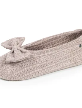 Chaussons Ballerines Grand Nœud Taupe taupe clair 37/38 - Isotoner - FashionsVida