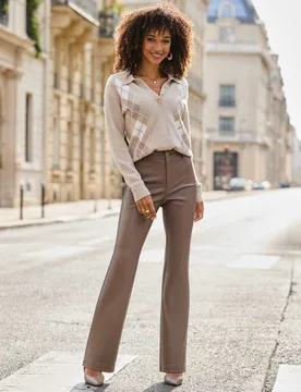 Argyle Relaxed Jumper Natural Mix female - Sosandar - FashionsVida