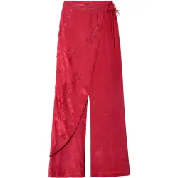 Pantalón de vestir con sobre capa bordada con abalorios de mujer
