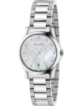 Womens G-Timeless Ladies Watch With Mother Of Pearl Dial - Model Ya126513 - Silver Stainless Steel - One Size - Gucci - FashionsVida