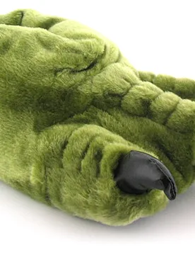 Boys Childrens Novelty Slippers Claw Slip On - Green Textile - Size Uk 1 - Wynsors - FashionsVida