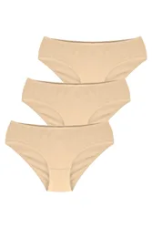 Womens 3-Pack Mid-Waist Cotton Briefs - Beige - Size Medium