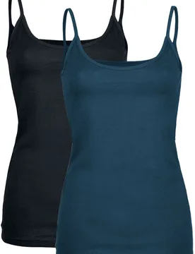 Top - Doppelpack Tops mit dünnen Trägern - S bis 3XL - für Damen - Größe M - schwarz/petrol - Frauen - female - Black Premium by EMP - FashionsVida
