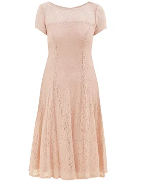 Womens Maribel Cap Sleeve Midi Length Sequin Lace Dress - Rose - Size 8 Uk - Gina Bacconi - FashionsVida