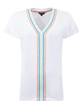 Weird Fish Lomie Embroidered T-Shirt Size 20 - holiday-shop holiday-shop womens-summer-shop new-arrivals sale all-sale sale womens women women all-wom - White - FashionsVida