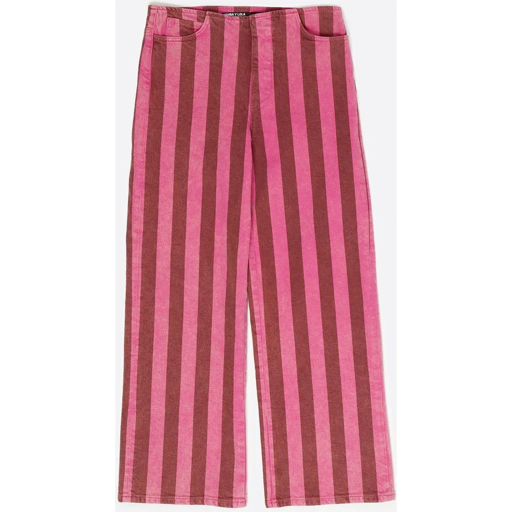 Pantalones rectos de mujer sin cintura rayas - Bimba y Lola - FashionsVida