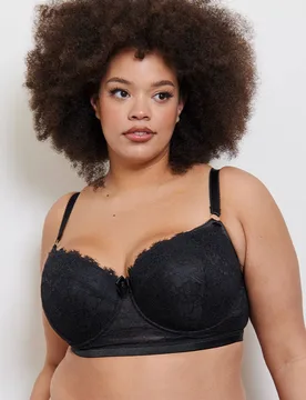Women's Vienna Balcony Bra Padded Underwired Lingerie in Black Size: 42H - Black - Size: 42H - Liaison - FashionsVida