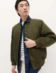Satin Bomber Jacket Dark Khaki male