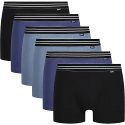 Pack de seis bóxers de algodón elástico en varios colores con cinturilla discreta eco