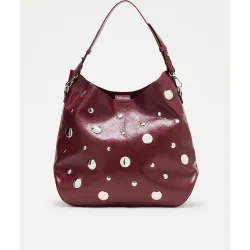Bolso de hombro efecto piel con tachas